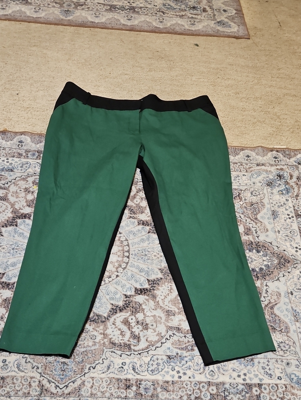 Ava & Viv Forest Green Ankle Pants with Black Panels